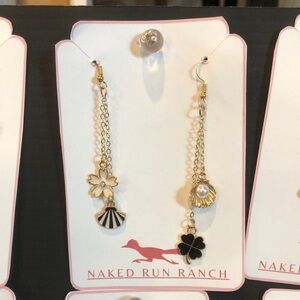Hand Crafted Gold and Black Asymmetric Earrings